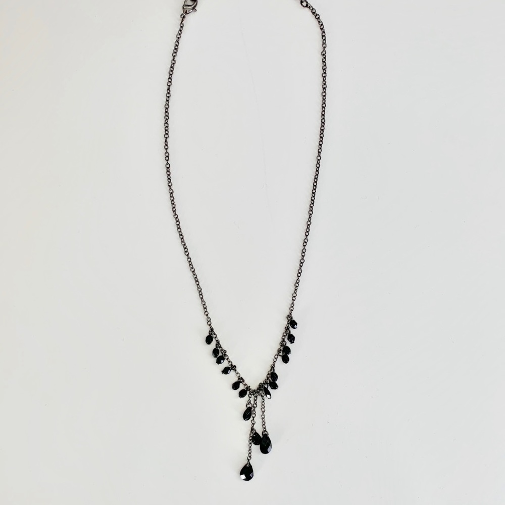 Black beaded lariat necklace - Picture 3 of 4